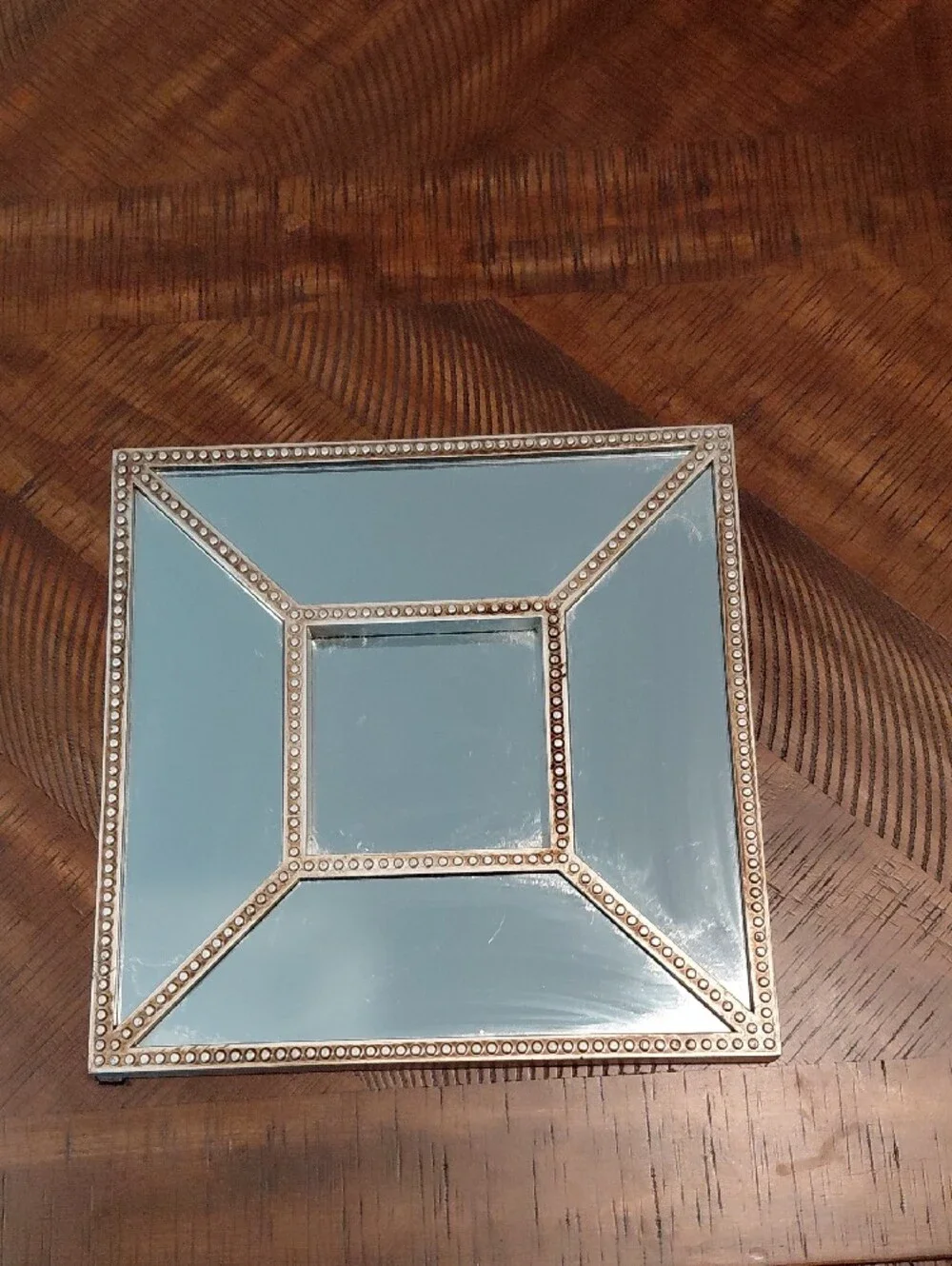 Mirrored Wall Decor With Antiqued Silver Edging